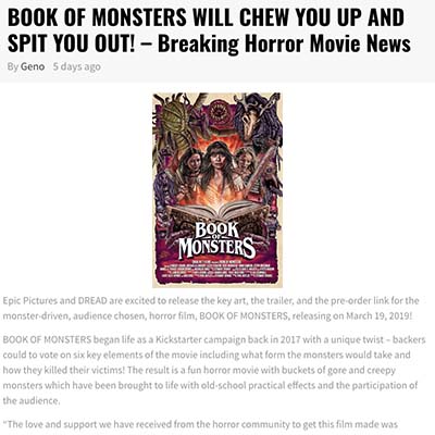 BOOK OF MONSTERS WILL CHEW YOU UP AND SPIT YOU OUT! – Breaking Horror Movie News